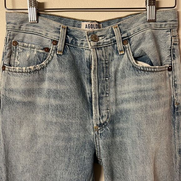 Agolde Light Blue Distressed Ankle Jeans - Picture 3 of 8